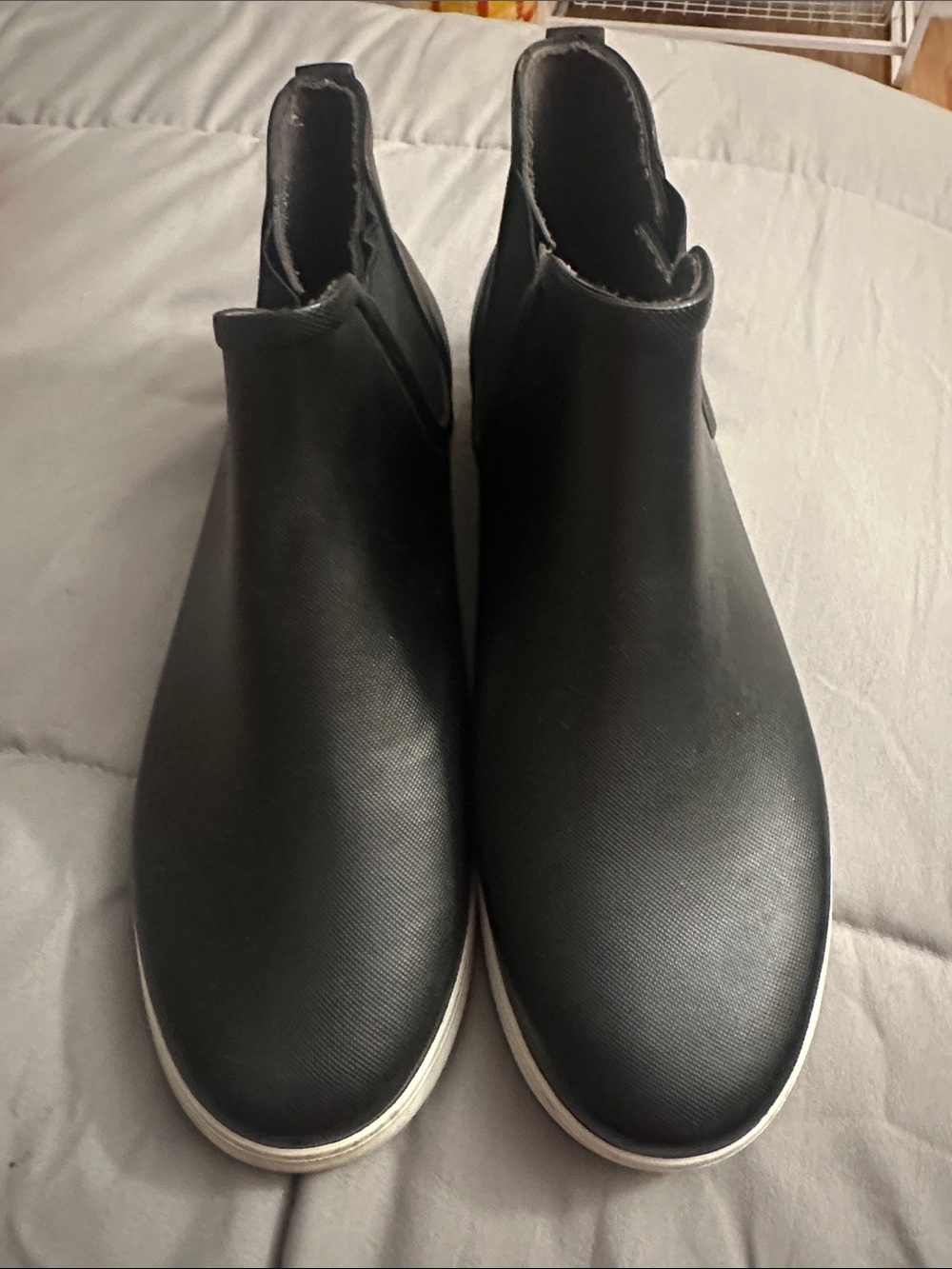 Bogs Black Slip-On Chelsea Rain Sneakers with White Sole